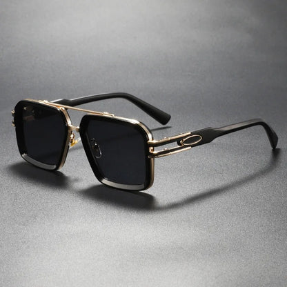 Retro Double Bridge Metal Frame Sunglasses