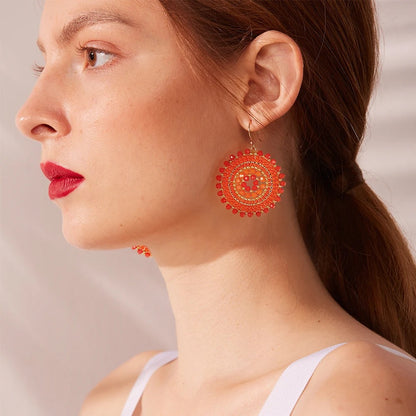 Handmade Crochet Crystal & Seed Beads Drop Earrings Women