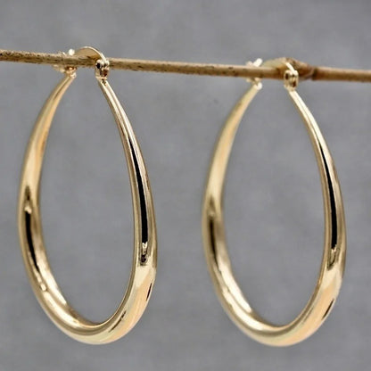 Shiny Gold and Sliver Color Plain Hoop Earrings for Women Engagement Wedding Jewelry Gift