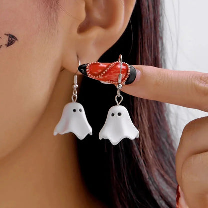 Cute White Ghost Dangle Earrings Women Halloween Jewelry