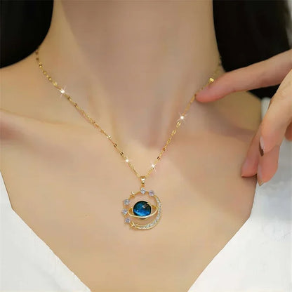 Delicate Starry Pendant Necklace for Women – Micro Inlaid Zircon Luxury Collares Jewelry Gift