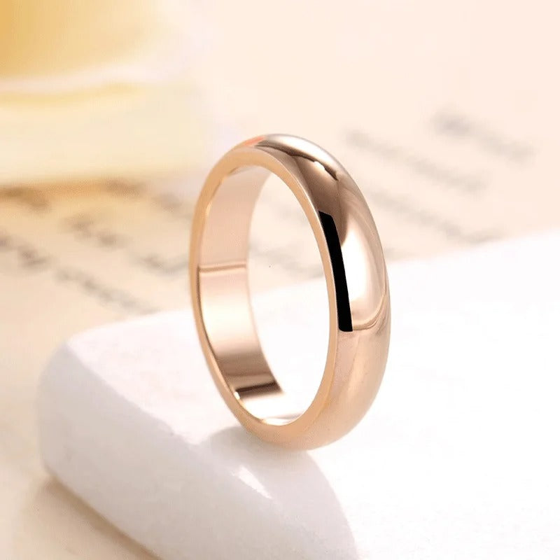 High quality 4mm Simple Ring Fashion Rose Gold Ring Men's and Women's Exclusive Couple Wedding Ring