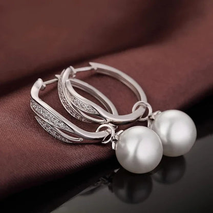 Elegant Simulated Pearl Hanging Earrings Bridal Dangle Jewelry