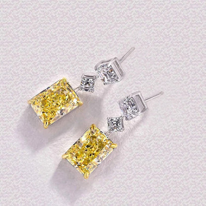 Yellow Cubic Zircon Dangle Earrings for Women