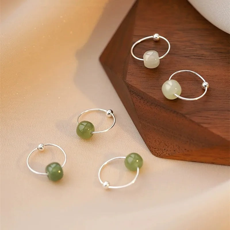 925 Silver Hotan Jade Hoop Earrings for Women Minimalist Jewelry