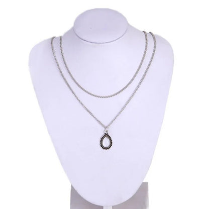 Retro Necklace Elegant 2025 Fashion New Necklace Simple Drop-shaped Pendant Multi-layer Ladies Necklace Wholesale Sales