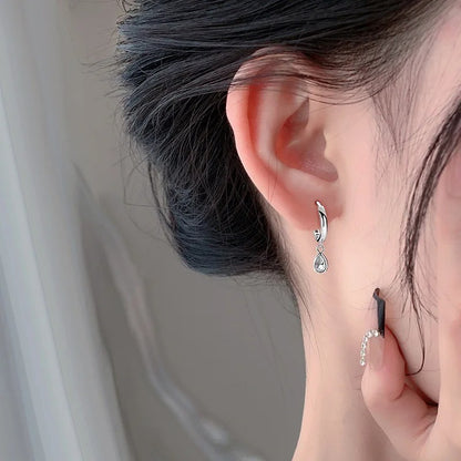925 Sterling Silver Water Drop Zircon Earrings for Women