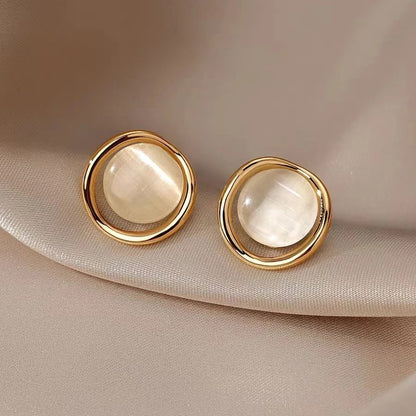 Women’s Opal Stud Earrings Temperament Sweet Korean Design Jewelry