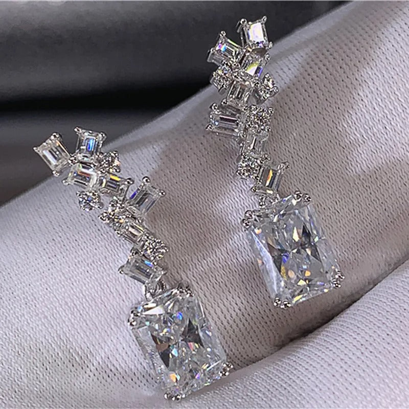 Trendy Women Earrings with Geometric Cubic Zirconia Creative Jewelry for Wedding Engagement Gorgeous Anniversary Gifts