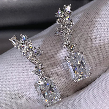 Trendy Women Earrings with Geometric Cubic Zirconia Creative Jewelry for Wedding Engagement Gorgeous Anniversary Gifts