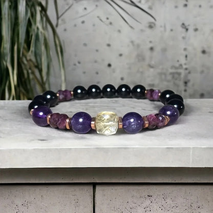 Citrine & Gemstone Healing Bracelet Money, Protection & Stress Relief