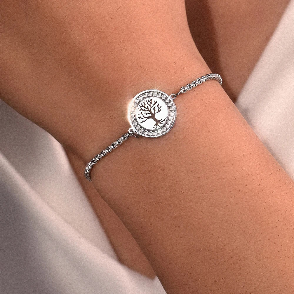 Stainless Steel Tree of Life Crystal Bracelet Trendy Women’s Jewelry