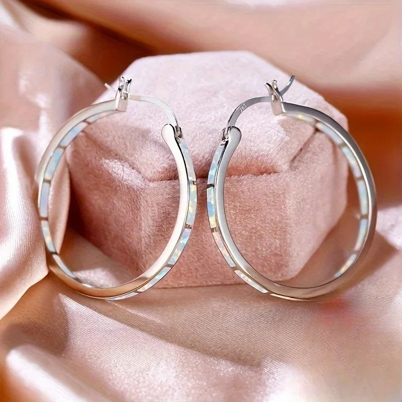 Luxury Sparkling Inlaid Zirconia Circle Drop Earrings Women's Fashion Versatile Daily Jewelry Accessories Gift