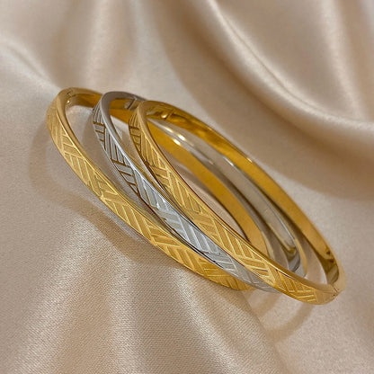 Geometric Stainless Steel Bracelet Women Two-Tone Stacked Jewelry