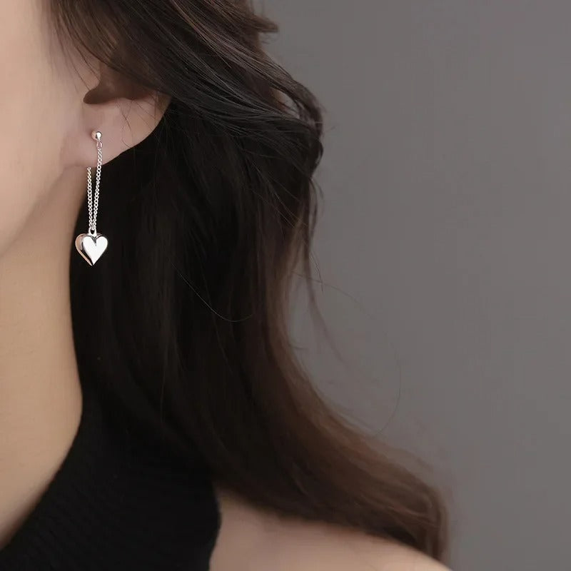 New Fashion Silver Love Heart Drop Earrings Women Girls Party Jewelry