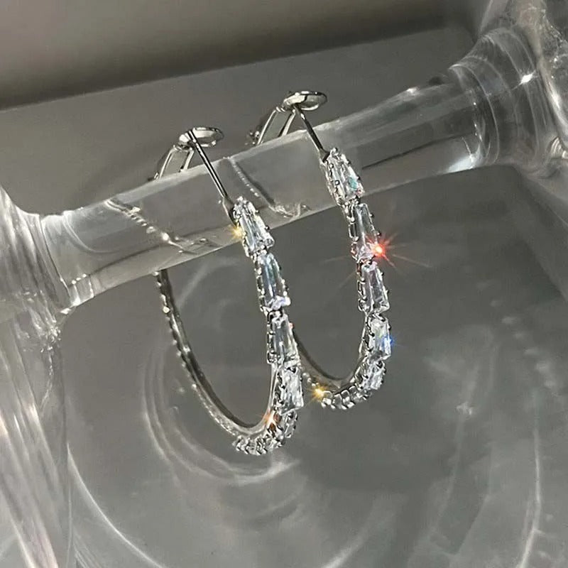 Women’s Exaggerated Circle Earrings Shiny Wedding Jewelry