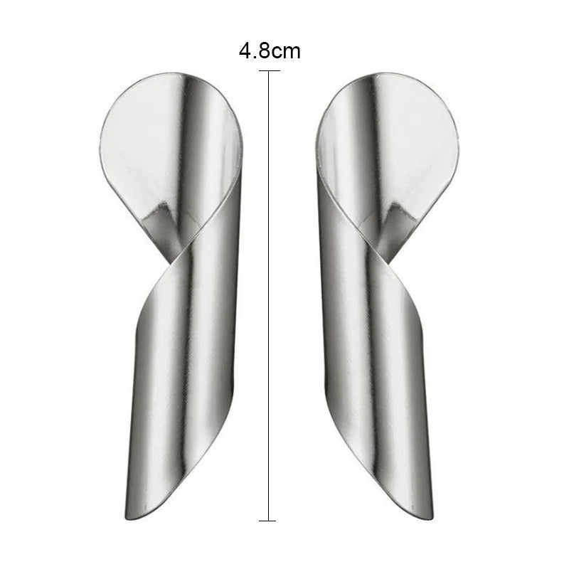Irregular Rolled Metal Dangle Earrings for Women Silver Punk Jewelry