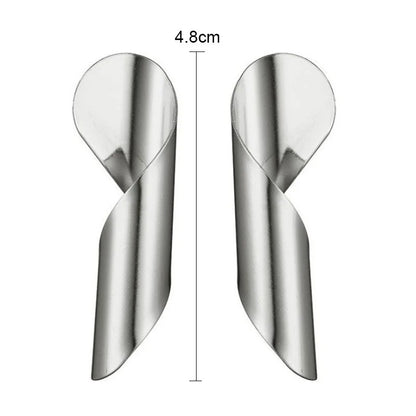 Irregular Rolled Metal Dangle Earrings for Women Silver Punk Jewelry