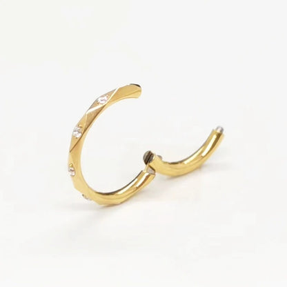 G23 Titanium Zircon Clicker Hoop 16G Nose Septum Helix Jewelry