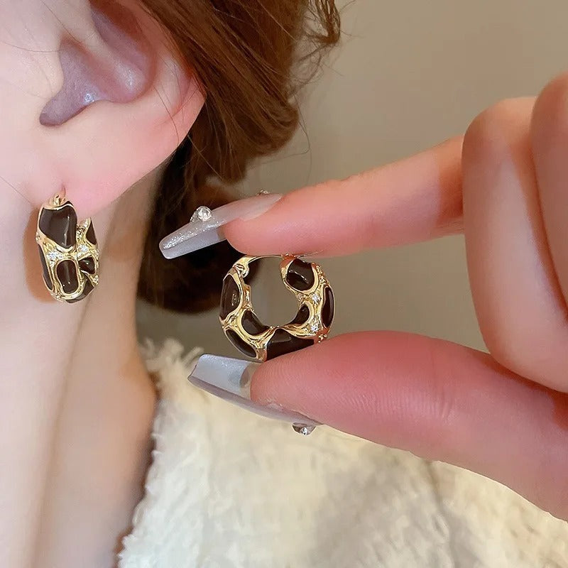 Stainless Steel Hoop Earrings for Women Girls Trendy Enamel Jewelry Gift