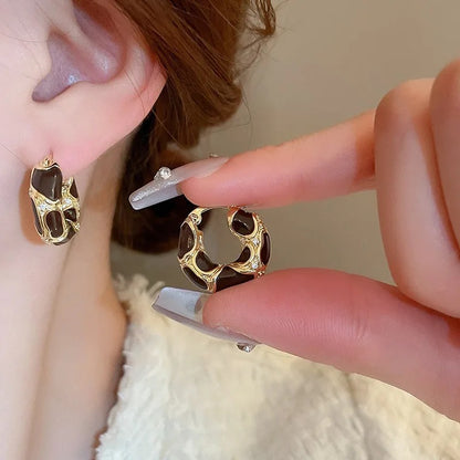 Stainless Steel Hoop Earrings for Women Girls Trendy Enamel Jewelry Gift