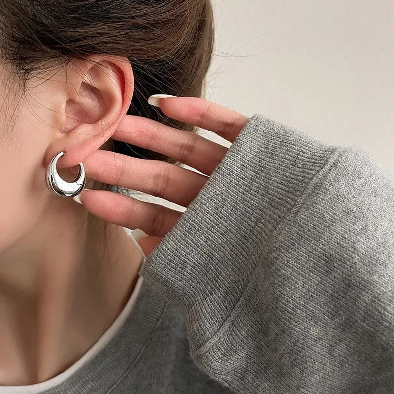 Sterling Silver Vintage Gold Round Earrings For Women Trendy Circle Earring Jewelry Prevent Allergy Party Accessories Gifts