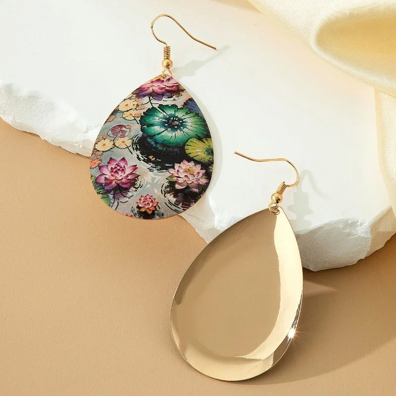 New Fashion Lotus Drop Earrings Women Banquet Party Jewelry