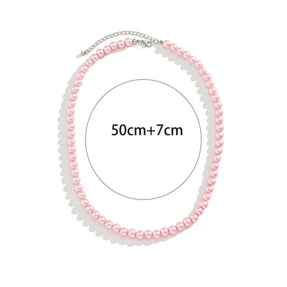Trend Wedding Party Jewelry Pink Pearl Choker Necklace For Lovers' Elegant Pink Imitation Pearl Beach Vacation Necklaces