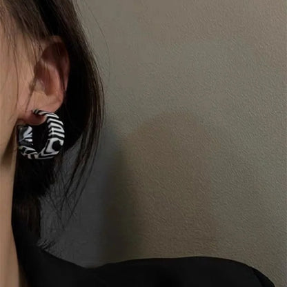 Trendy Acrylic Zebra Earrings Women Personality Party Jewelry
