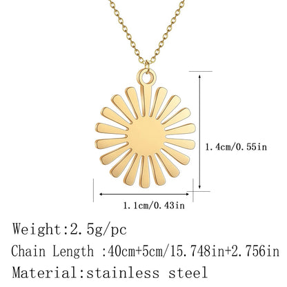 Fashion Round Sun Pendant Necklaces For Women Men Accessories Jewelry Stainless Steel Necklace Choker Birthday Gift.
