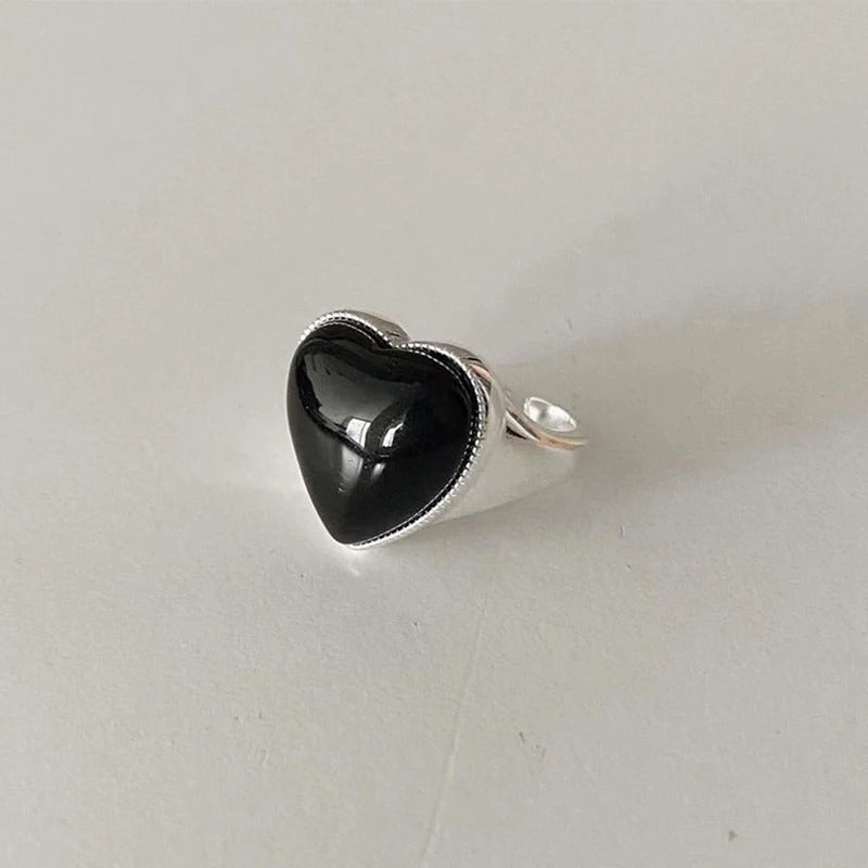 Black Heart Geometric Ring Women’s Couple Fashion Jewelry