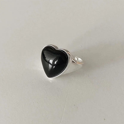 Black Heart Geometric Ring Women’s Couple Fashion Jewelry