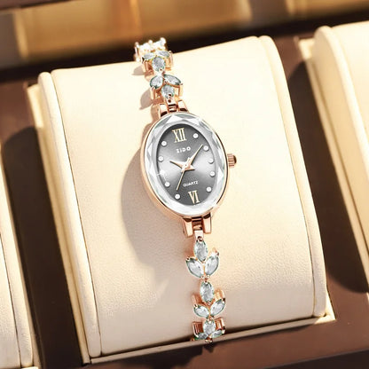 Women’s Luxury Diamond Inlaid Watch Waterproof Oval Quartz