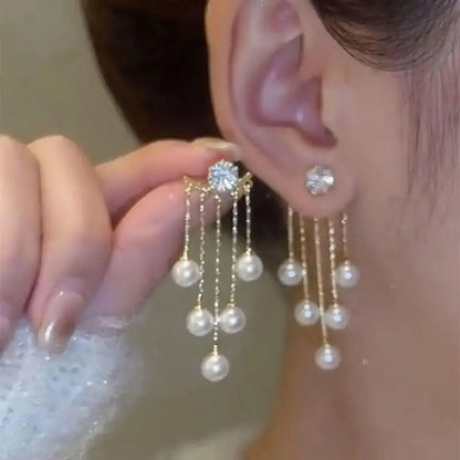 Korean Style 925 Silver Drop Earrings Women Metal Tassel Jewelry