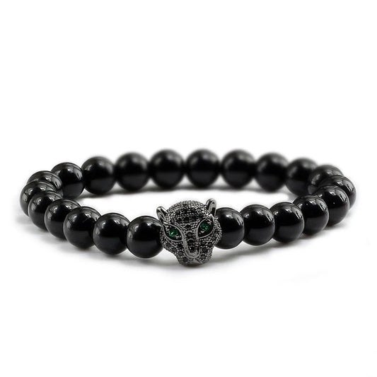 Style Natural Stone Lava Beads Bracelet – Reiki Healing, Buddha & Leopard Head Design | Unisex Yoga & Prayer Jewelry