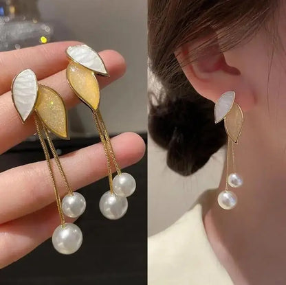 Korean Style 925 Silver Drop Earrings Women Metal Tassel Jewelry