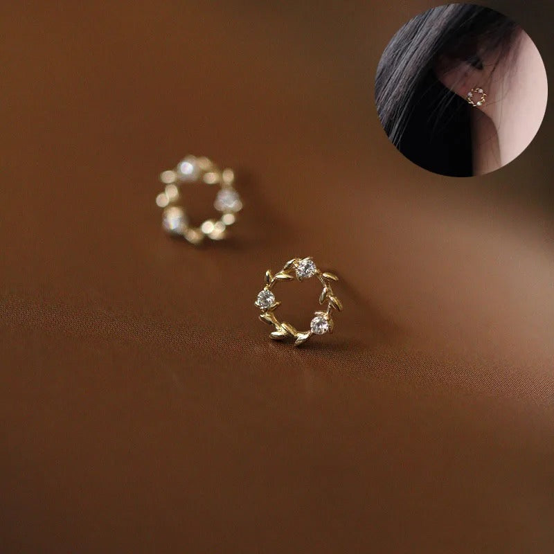 Silver Needle Simple Shiny Zircon Earrings Gold Plating Jewelry Crystal Stud Earrings Women.