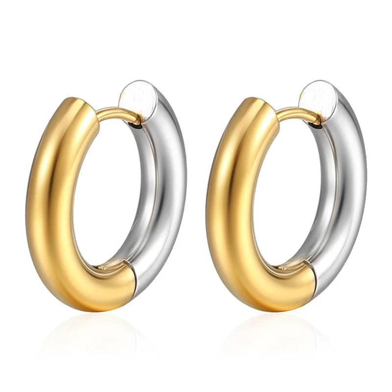 Geometric Circle Hoop Earrings Gold Stainless Steel Unisex