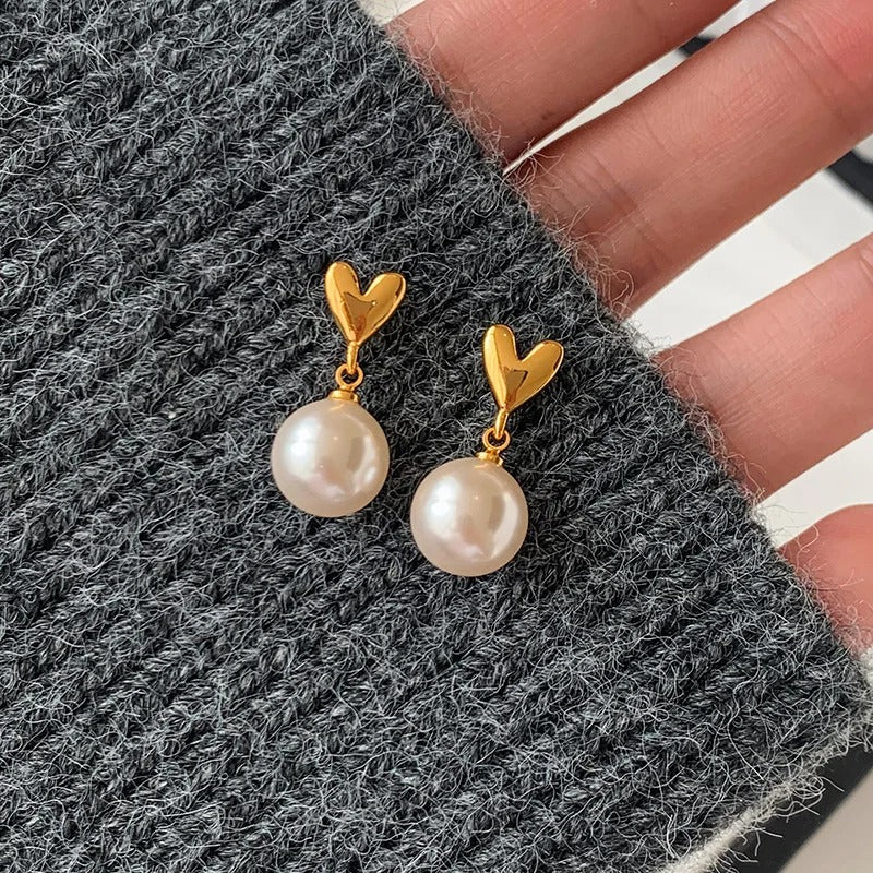 Silver Drop Earrings Hoop Pearl Leaf Vintage Irregular For Women Girl Gift Fashion Jewelry