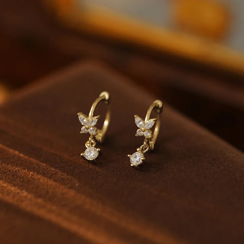 Europe Double Layered Zircon Hoop Earrings For Women Gold Silver Color Personality Punk Earring Party Jewelry Gifts