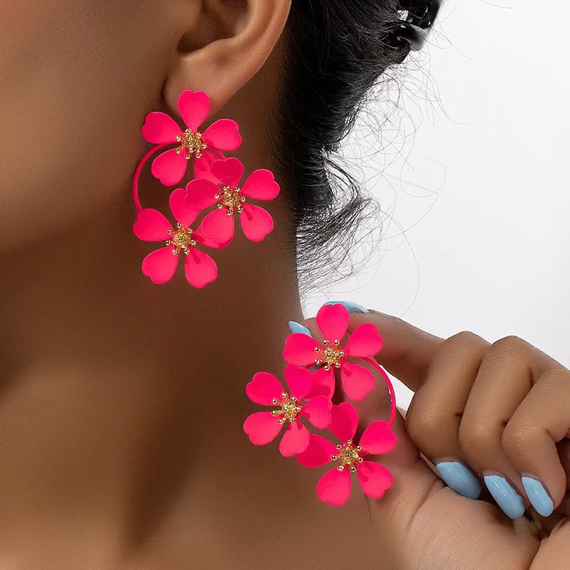 Summer Flower Drop Earrings Women Trendy Vintage Party Jewelry