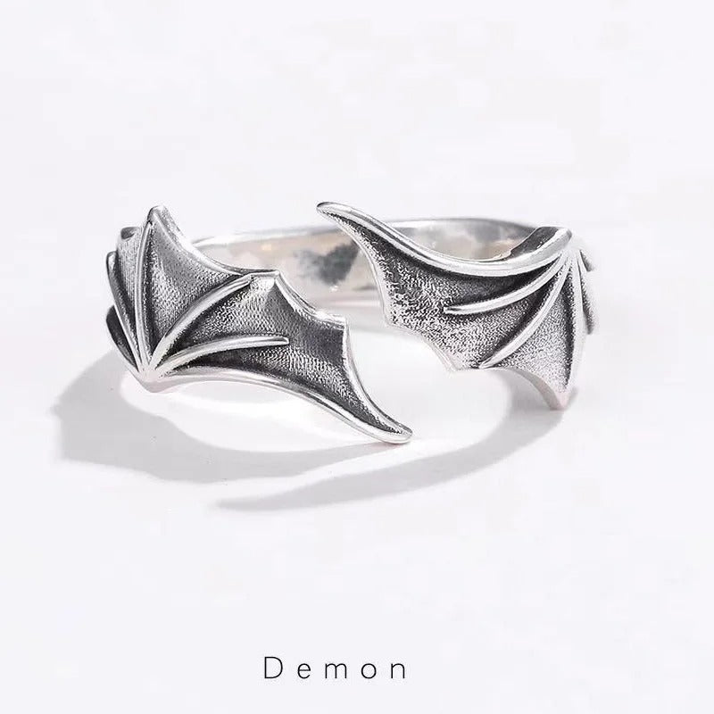 Punk Gothic Angel Demon Wings Creative Ring for Lovers