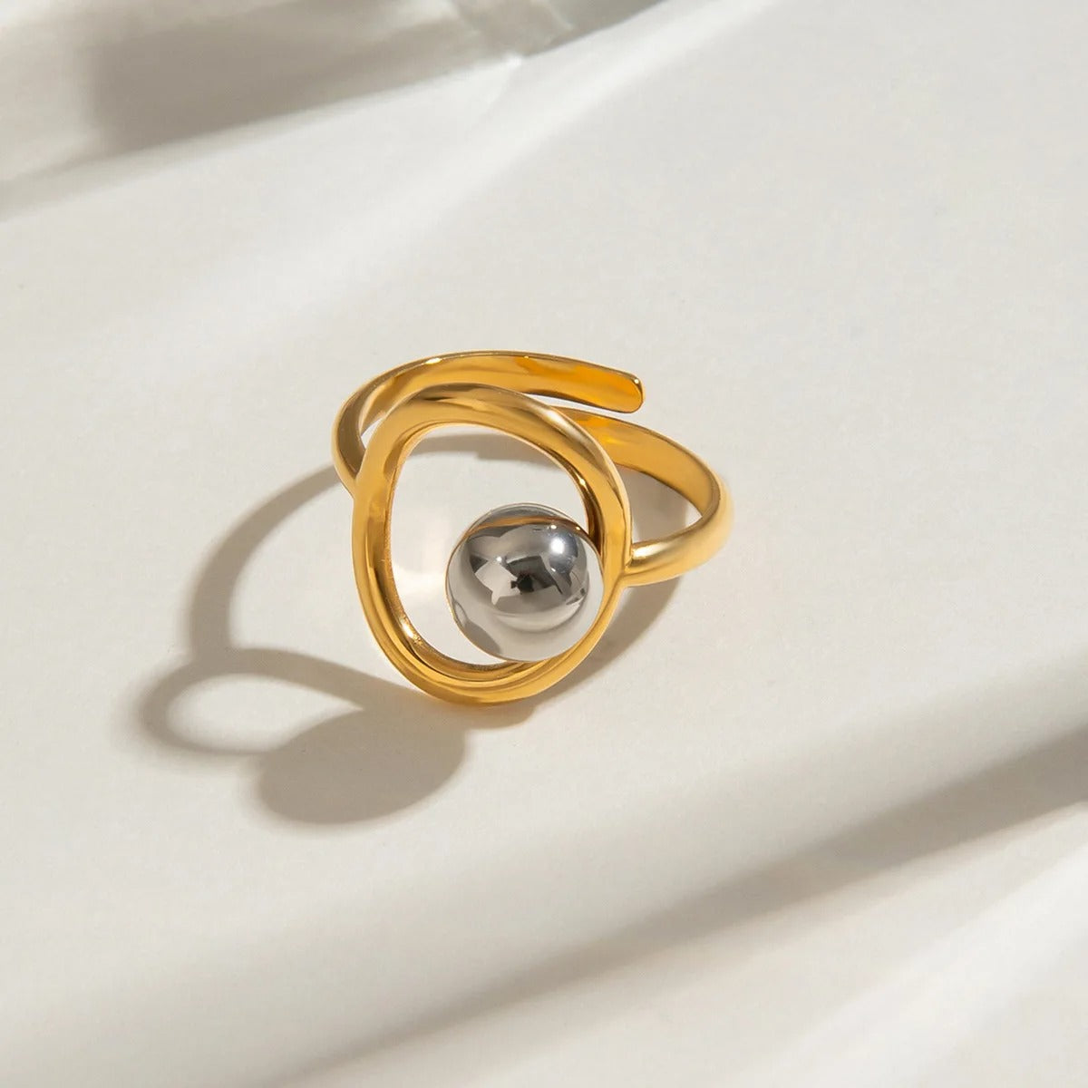 Yori Popular Stainless Steel Metal Geometric Hollow Ring 18 K PVD Plated Jewelry Trendy Opening Ring бижутерия для женщин Gift