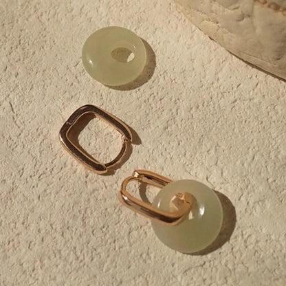 Elegant Imitation Hotan Jade Hoop Earrings for Women