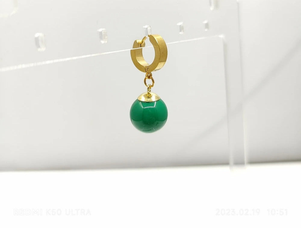 Anime cosplay earring Potara earring yellow beads green beads.