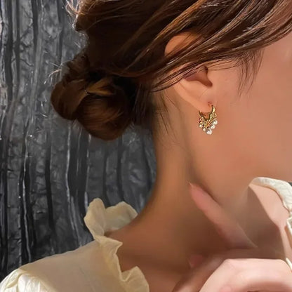 Women Cloud Imitation Pearl Hoop Earrings Fashion Jewelry