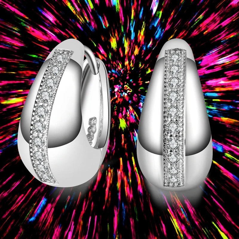 Real 925 Sterling Silver 18mm Small Hoop Earrings For Women Wedding Jewelry Gift