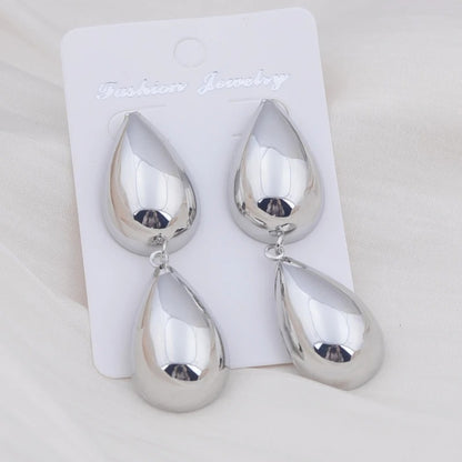 Chunky Water Droplet Dangle Earrings Vintage European Style