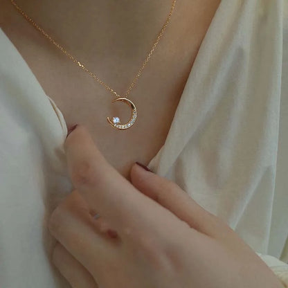 Elegant Star & Moon Necklace Wedding Jewelry for Women