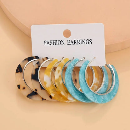 Colorful Geometric Acrylic Hoop Earrings for Women & Girls